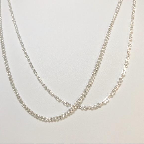 2 Minimalist Sterling Silver necklace chains 18” - Picture 2 of 4